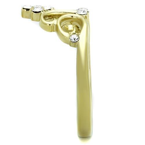 IP Gold(Ion Plating) Stainless Steel Ring with Top Grade Crystal in Clear
