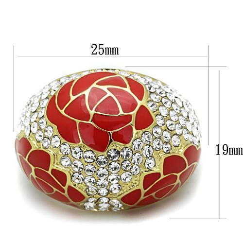 IP Gold(Ion Plating) Stainless Steel Ring with Top Grade Crystal in Clear