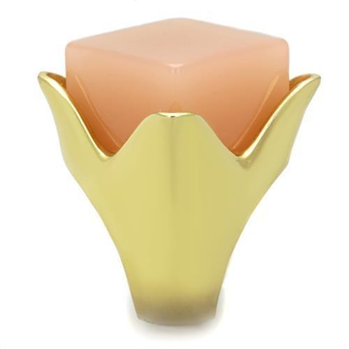 IP Gold(Ion Plating) Stainless Steel Ring with Synthetic Synthetic Stone in Light Rose
