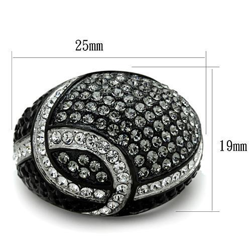 Two-Tone IP Black Stainless Steel Ring with Top Grade Crystal in Black Diamond