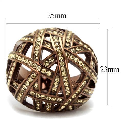 IP Coffee light Stainless Steel Ring with Top Grade Crystal in Citrine Yellow