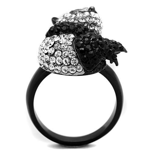 Two-Tone IP Black Stainless Steel Ring with Top Grade Crystal in Black Diamond
