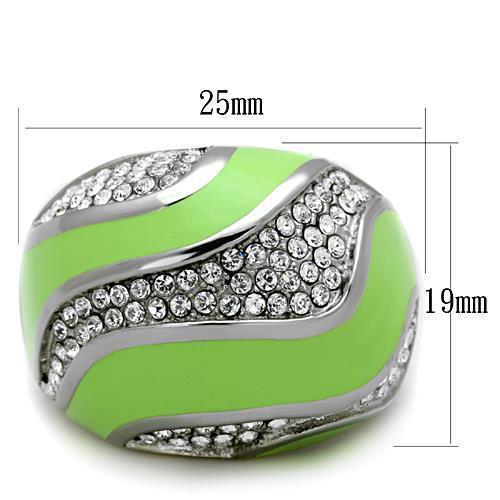 High polished (no plating) Stainless Steel Ring with Top Grade Crystal in Clear