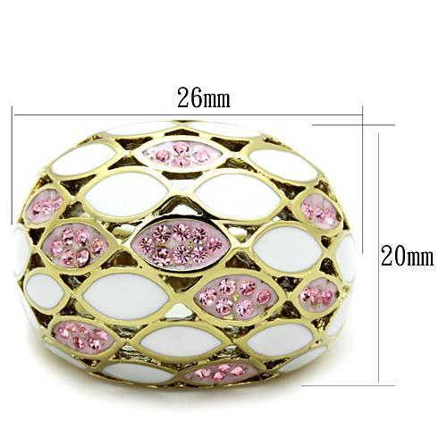 IP Gold(Ion Plating) Stainless Steel Ring with Top Grade Crystal in Light Rose