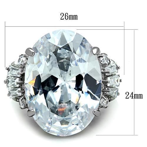 High polished (no plating) Stainless Steel Ring with AAA Grade CZ in Clear