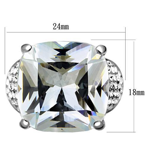 High polished (no plating) Stainless Steel Ring with AAA Grade CZ in Clear