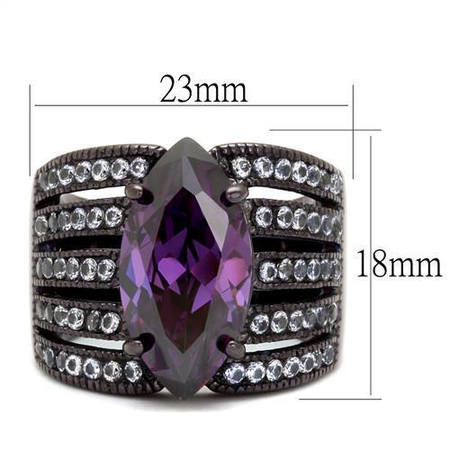 IP Dark Brown (IP coffee) Stainless Steel Ring with AAA Grade CZ in Amethyst