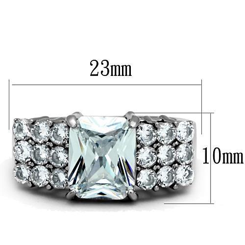 High polished (no plating) Stainless Steel Ring with AAA Grade CZ in Clear
