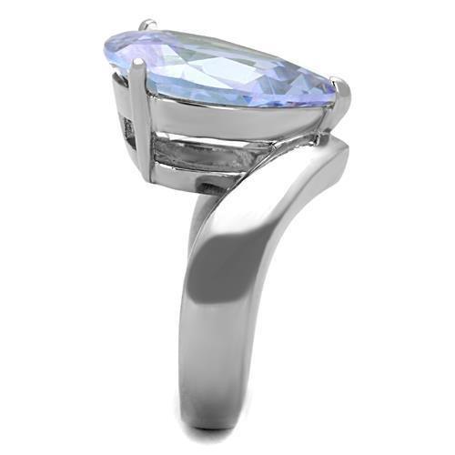 High polished (no plating) Stainless Steel Ring with AAA Grade CZ in Light Amethyst