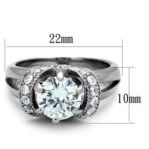 High polished (no plating) Stainless Steel Ring with AAA Grade CZ in Clear