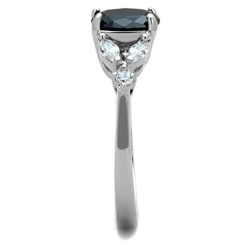 High polished (no plating) Stainless Steel Ring with Synthetic Synthetic Glass in Montana