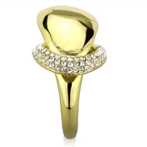 IP Gold(Ion Plating) Stainless Steel Ring with Top Grade Crystal in Clear