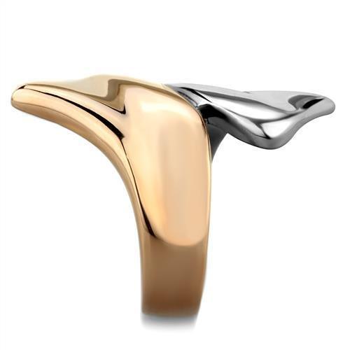 Two-Tone IP Rose Gold Stainless Steel Ring with No Stone