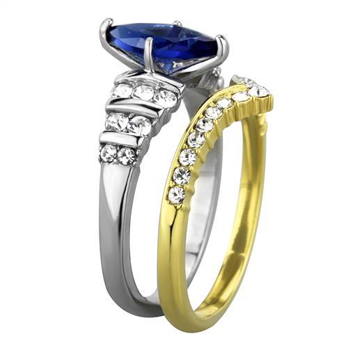 Two-Tone IP Gold (Ion Plating) Stainless Steel Ring with Synthetic Synthetic Glass in Montana