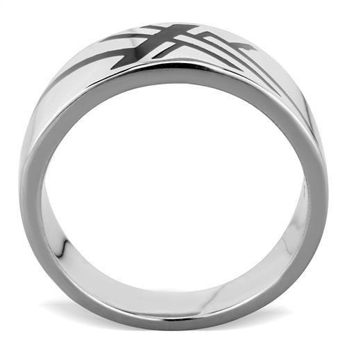 High polished (no plating) Stainless Steel Ring with Epoxy in Jet