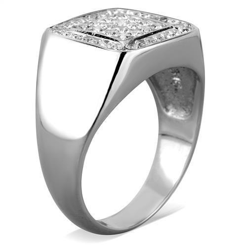 High polished (no plating) Stainless Steel Ring with AAA Grade CZ in Clear