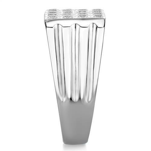 High polished (no plating) Stainless Steel Ring with AAA Grade CZ in Clear