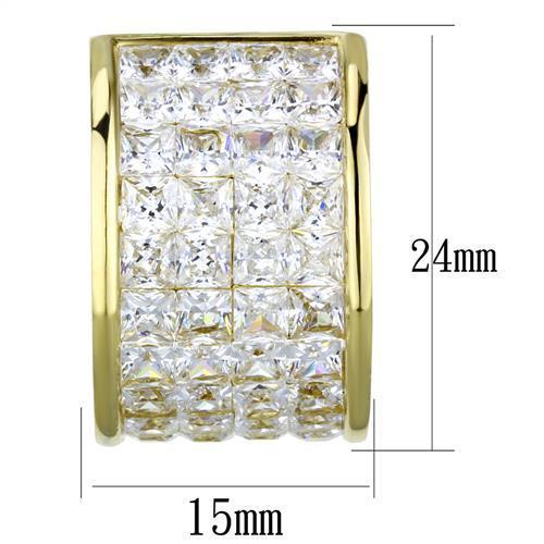 IP Gold(Ion Plating) Stainless Steel Earrings with AAA Grade CZ in Clear