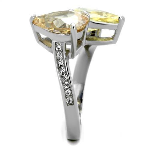 High polished (no plating) Stainless Steel Ring with AAA Grade CZ in Multi Color