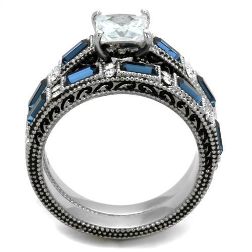 High polished (no plating) Stainless Steel Ring with AAA Grade CZ in Clear