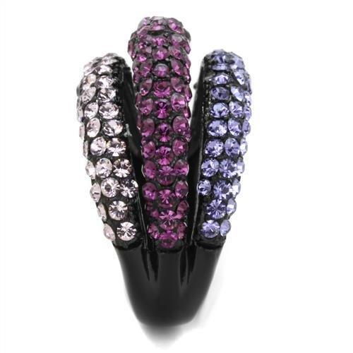 IP Black(Ion Plating) Stainless Steel Ring with Top Grade Crystal in Multi Color