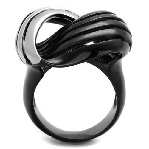 Two-Tone IP Black (Ion Plating) Stainless Steel Ring with No Stone