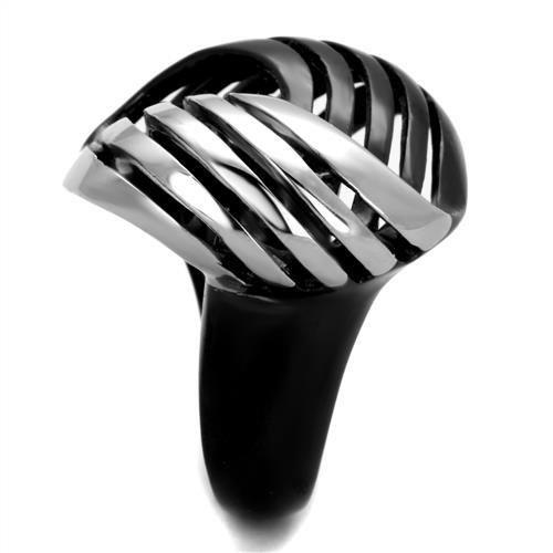 Two-Tone IP Black (Ion Plating) Stainless Steel Ring with No Stone