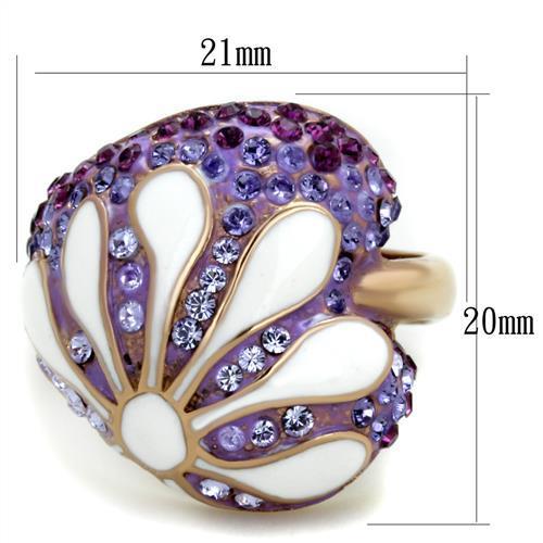 IP Rose Gold(Ion Plating) Stainless Steel Ring with Top Grade Crystal in Multi Color