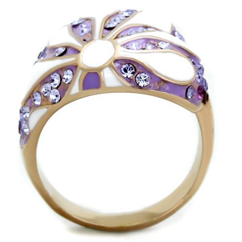 IP Rose Gold(Ion Plating) Stainless Steel Ring with Top Grade Crystal in Multi Color