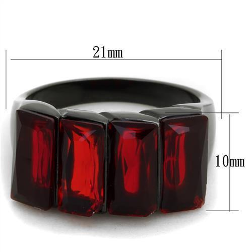 IP Black(Ion Plating) Stainless Steel Ring with Synthetic Synthetic Glass in Siam