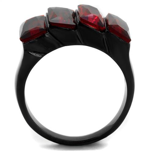 IP Black(Ion Plating) Stainless Steel Ring with Synthetic Synthetic Glass in Siam