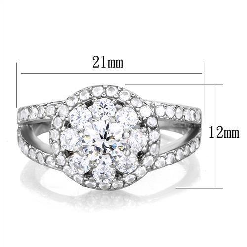 High polished (no plating) Stainless Steel Ring with AAA Grade CZ in Clear