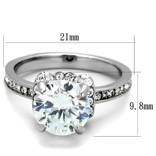 No Plating Stainless Steel Ring with AAA Grade CZ in Clear