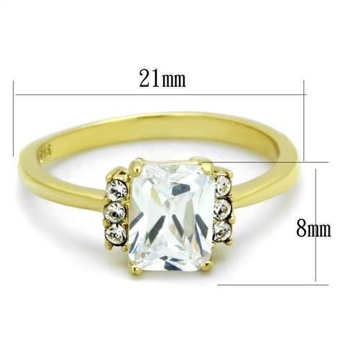 IP Gold(Ion Plating) Stainless Steel Ring with AAA Grade CZ in Clear