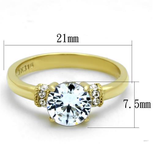 IP Gold(Ion Plating) Stainless Steel Ring with AAA Grade CZ in Clear