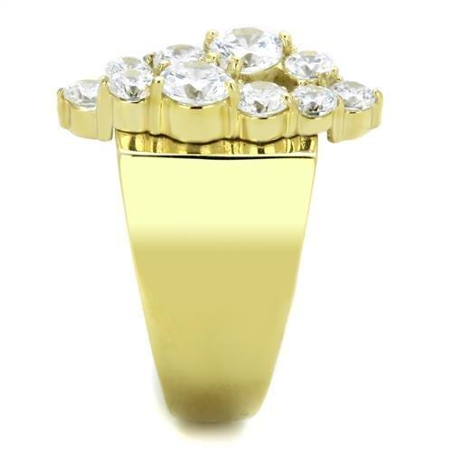 IP Gold(Ion Plating) Stainless Steel Ring with AAA Grade CZ in Clear