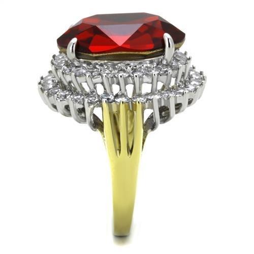 Two-Tone IP Gold (Ion Plating) Stainless Steel Ring with Top Grade Crystal in Siam