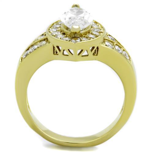 IP Gold(Ion Plating) Stainless Steel Ring with AAA Grade CZ in Clear
