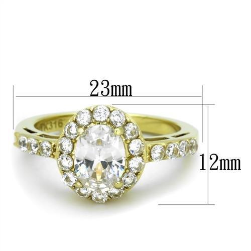 IP Gold(Ion Plating) Stainless Steel Ring with AAA Grade CZ in Clear