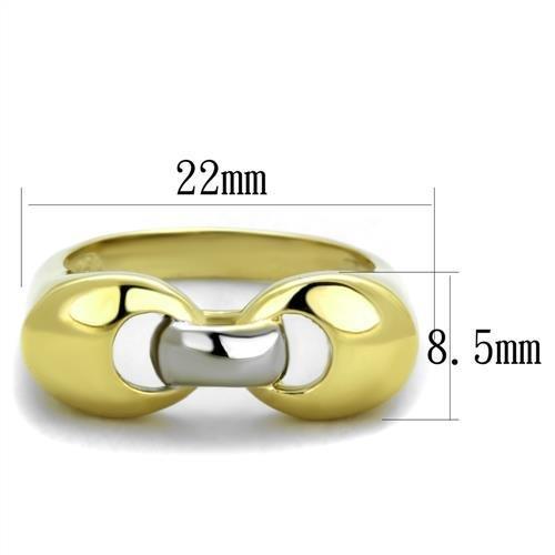 Two-Tone IP Gold (Ion Plating) Stainless Steel Ring with No Stone