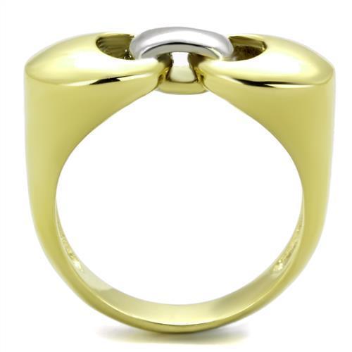 Two-Tone IP Gold (Ion Plating) Stainless Steel Ring with No Stone