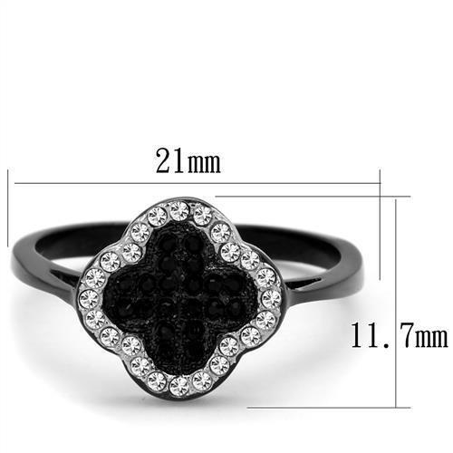 Two-Tone IP Black Stainless Steel Ring with Top Grade Crystal in Jet