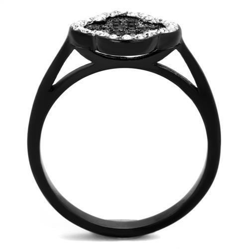 Two-Tone IP Black Stainless Steel Ring with Top Grade Crystal in Jet