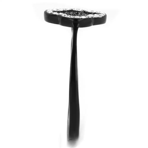 Two-Tone IP Black Stainless Steel Ring with Top Grade Crystal in Jet