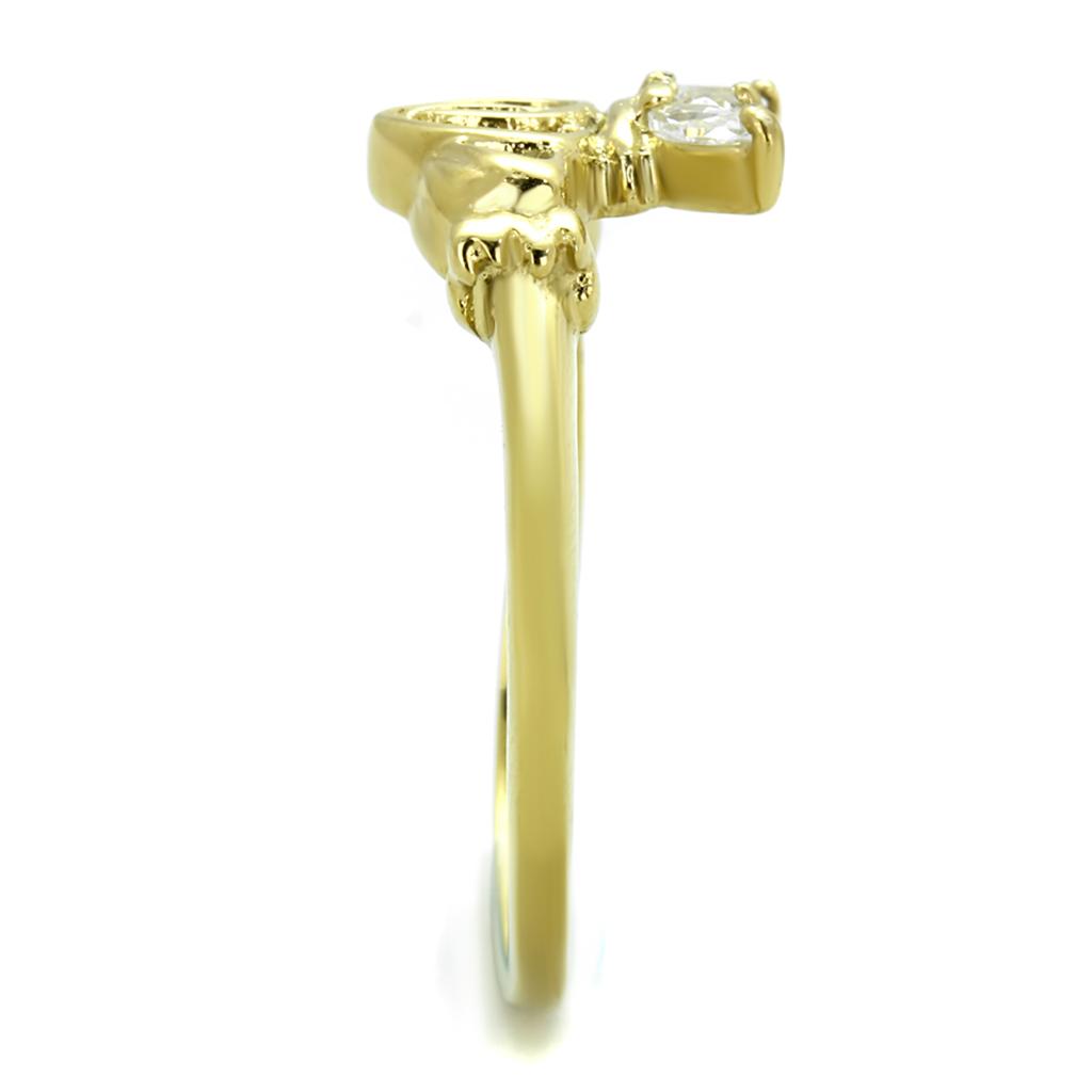 IP Gold(Ion Plating) Stainless Steel Ring with AAA Grade CZ in Clear