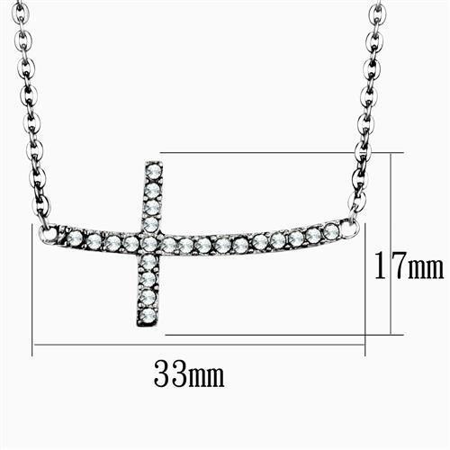 High polished (no plating) Stainless Steel Necklace with Top Grade Crystal in Clear