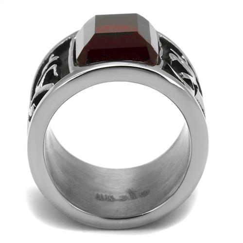 High polished (no plating) Stainless Steel Ring with Synthetic Synthetic Glass in Siam