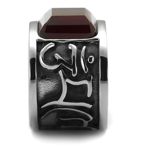 High polished (no plating) Stainless Steel Ring with Synthetic Synthetic Glass in Siam