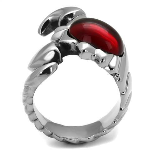 High polished (no plating) Stainless Steel Ring with Synthetic Synthetic Glass in Siam