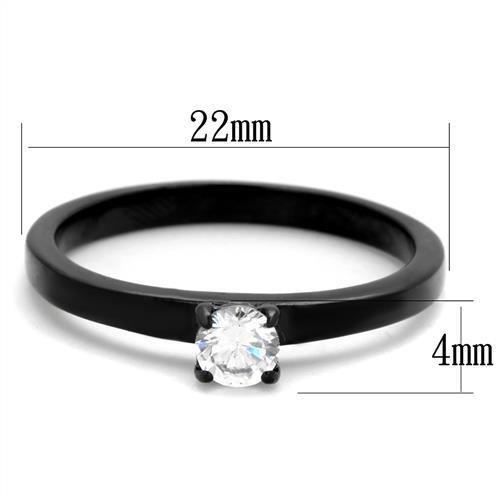 IP Black(Ion Plating) Stainless Steel Ring with AAA Grade CZ in Clear